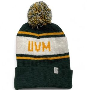 University of Vermont Green and Yellow Kids Pom-Pom Beanie